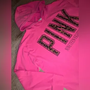 PINK Victoria’s Secret Y2K Hot Pink Cheetah Hoodie Early 2000’s Girly Large thumbnail 6