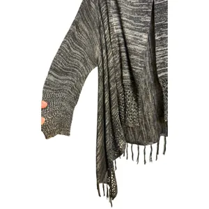 One World Size XL Live and Let Live Women's Cardigan Sweater Gray/Black thumbnail 5