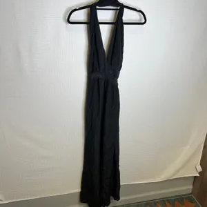 Reformation Large Black Maxi Dress Halter Neck Sleeveless Formal‎ Party Cocktail thumbnail 3