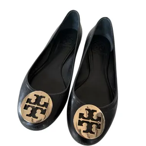 Tory Burch Black Leather Reva Logo Round-Toe Ballet Flats thumbnail 3