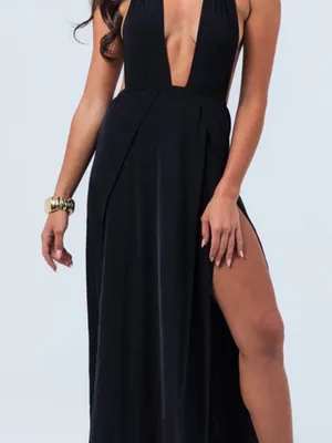 Biosphere Maxi Dress Black in size large thumbnail 2