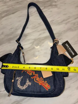 NWT True Religion Denim Embroidered Horseshoe Shoulder Bag Hobo Y2K Streetwear thumbnail 8