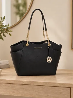 Michael Kors Black Saffiano Leather Chain Shoulder Tote Bag NWT thumbnail 2