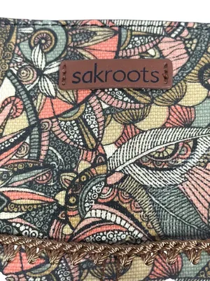 Sakroots Metro Tote Bag Sienna Desert Spirit Owl Charm Brown Faux Leather Flower thumbnail 3