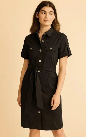 Banana Republic Black Button-Up Collared Shirt Dress. Size-4 thumbnail 1