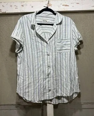 Ugg‎ Striped Short Sleeve Button Down Shirt SZ XL thumbnail 1