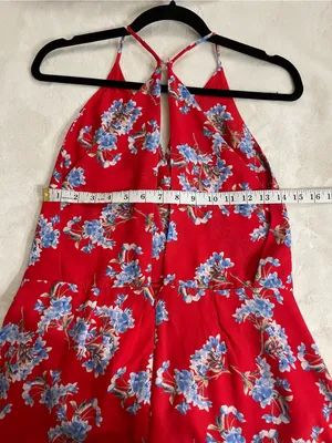 Lush Red Floral Sleeveless Maxi Dress with Open Back Size L NWT thumbnail 6