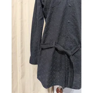 Levis Shirt Dress M Black Eyelet Embroidered Western Tunic‎ Tie Belt Cottagecore thumbnail 11