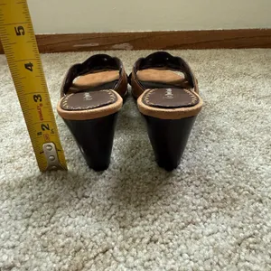 Relativity Brown Leather Metal Grommet Boho‎ Western Grunge Indie Trendy Heels thumbnail 3