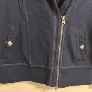 Abercrombie & Fitch Y2K Navy Sweatshirt Moto Jacket Size L thumbnail 2