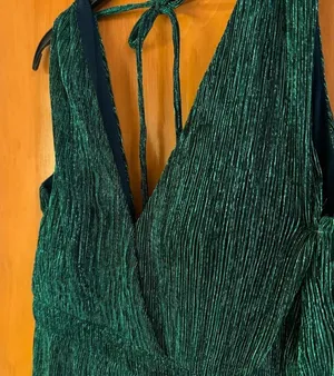 Emerald Green Sparkle Full Length Dress Size L thumbnail 2