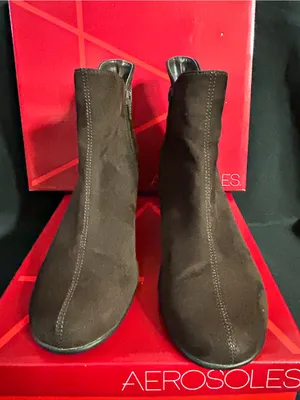 Aerosoles Play Again Brown Fabric Zipper Ankle Booties Women’s 8M thumbnail 4