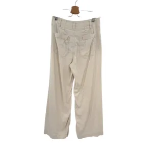 Anthropologie Maeve Colette Linen Wide Leg Cropped Pants Ivory Cream Size 26 thumbnail 6
