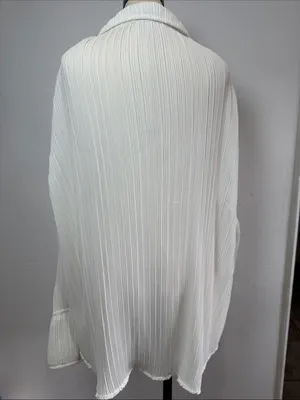 Good American Always Fits Plisse Blouse Size 1/2 Medium thumbnail 6