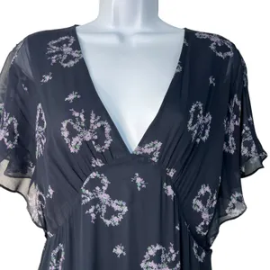Love Shack Fancy‎ Kover Bow Print Tiered Navy Blue Viscose Maxi Dress Size 8 thumbnail 14