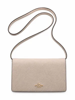 Small Coach Ivory Pebbled Logo Crossbody Detachable Strap Gold thumbnail 1