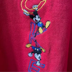 Pacific&Co Vintage 90s Mickey & Co Disney Embroidered Crewneck Sweatshirt Red L thumbnail 3