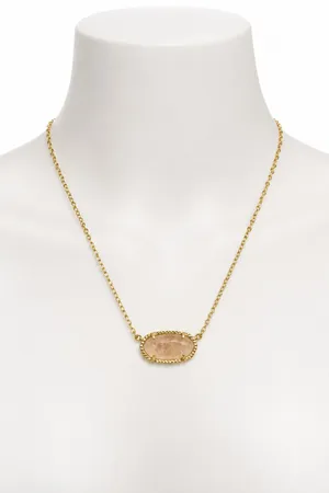 Elisa Gold Pendant Necklace in Rose Quartz thumbnail 1