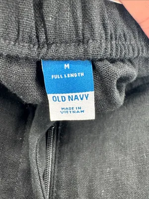 Old Navy Black Extra High-Rise Full Length Pants linen blend M new neutral thumbnail 8