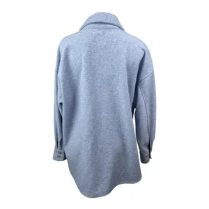 H&M Women's Blue Marled Collared Long Sleeve Button Down Shacket Coat Jacket M thumbnail 3