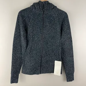 Night View Black White Polka Dot Athletic Workout Scuba Hoodie NEW thumbnail 3