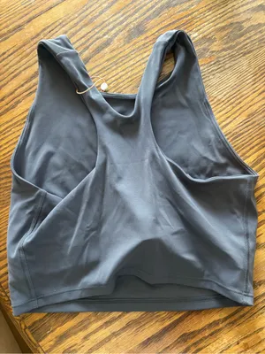 Quince High-Neck Crop Tank Top — Charcoal thumbnail 5