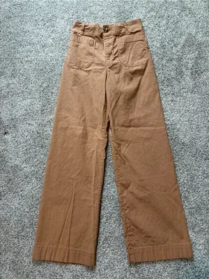 Maeve Colette Linen Blend Wide Leg Full Length Pants Camel High Rise Size 28 thumbnail 4