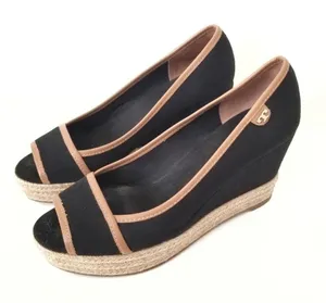 Tory Burch‎ Majorca Espadrilles Peep Toe Wedge- Size 8.5 thumbnail 1