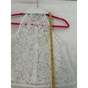 ZARA White Floral Lace Sleeveless Button Down Cropped Top Shirt XS‎ thumbnail 6