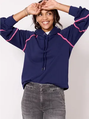 Evereve Harper Whipstitch Hooded Sweatshirt Size Small thumbnail 1