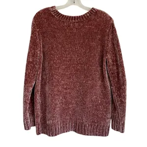 Orvis Womens Mauve Pink Chenille Ribbed Crew‎ Neck Pullover Sweater L thumbnail 3