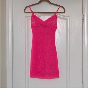 Victoria’s Secret Hot Pink Lace Chemise Slip Size Medium thumbnail 3
