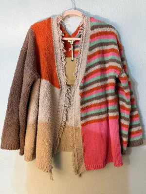 POL Colorful Striped Women's Sweater Cardigan thumbnail 1