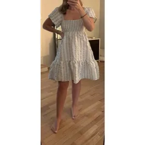 Ganni stripe seersucker green purple babydoll dress sz 38/6 above knee nautical thumbnail 7