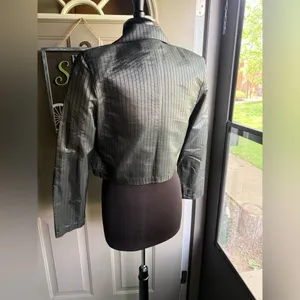 Vintage Cassidy silk pinstripe cropped button bolero jacket, size 6 thumbnail 6