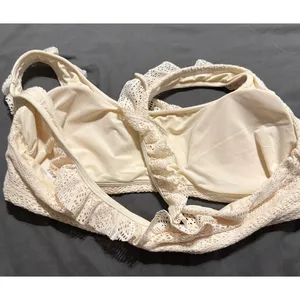 NWT Andie Swim Size‎ Medium Hydra Too Gold Coast Cream Ruffle Textured Lace thumbnail 4