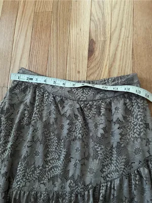 Altar'd State Brown Taupe Lace Tiered Maxi Skirt Small Cottagecore Romantic thumbnail 4
