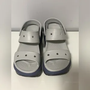 CROCS Gray and Navy Platform Sandals thumbnail 2