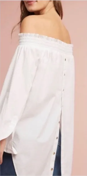 Maeve Off-Shoulder Relaxed Fit White Poplin Top Tantira size M thumbnail 1