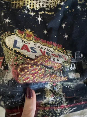 Vintage Las Vegas bejeweled Christmas tee thumbnail 3