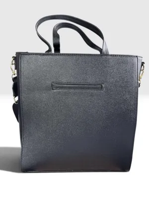 London Fog Black Studded Tote Bag Crossbody Work Laptop Satchel Purse thumbnail 3