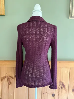 NATURAL LIFE Plum Lace Knit Button-Down Shirt size Large thumbnail 4