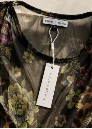 Alice + Olivia Sheer Ruched Floral Mesh Tank NWT Boho Chic Statement Piece Sz S thumbnail 5