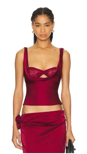 NWT Lioness Delilah Top in Burgundy, size S BRALETTE IS MISSING thumbnail 1