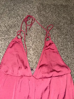 Free People Intimately Fuchsia Palm Beach Halter Jumpsuit with Lace Insets thumbnail 4