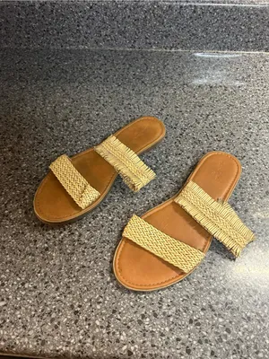 Universal Thread Tan Braided Double-Strap Slide Sandals thumbnail 5