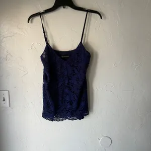 Zara Woman Navy Blue Lace Camisole‎ Tank Top V-Neck Whimsigoth Fairy thumbnail 2