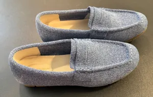 Women 7W Loafers Blue Knit Penny Slip On Comfort Shoes Nautical Preppy‎ Western thumbnail 1