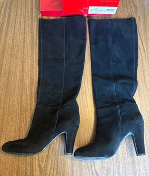 Jessica Simpson Size 8 Ference Black Suede Knee High Heel Boots thumbnail 1