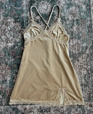 Beverly and Beck Velvet Mini Dress S Gold Lace Homecoming Romantic Coquette thumbnail 1